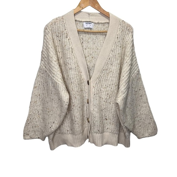Old Navy Shaker-Stitch Button-Front Speckled Cardigan Sweater Size XXL Oversized - Picture 4 of 12